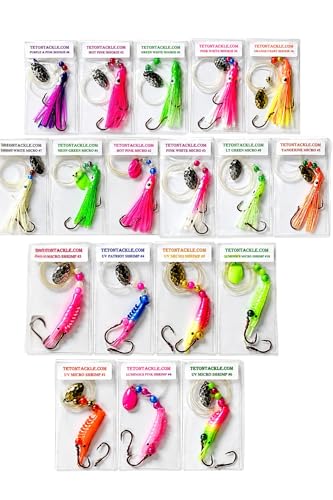 KOKOPROS Best Shrimp and Hoochies 18 Pack - Multicolor Shrimp Lures for Kokanee Salmon & Trout - Durable Plastic Construction Various Sizes