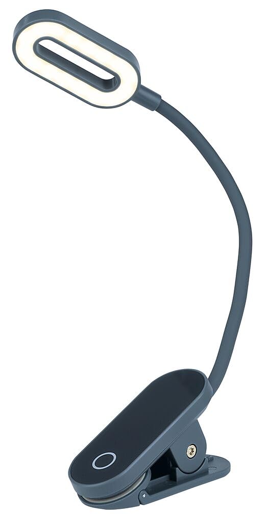 moses. libri_x - Lampada da lettura a morsetto, con funzione touch, con dimmer a 3 livelli