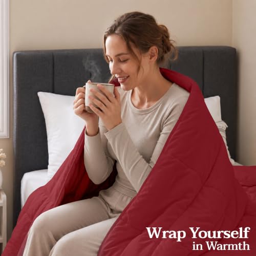 Image of Utopia Bedding Twin Comforter, Duvet Insert, Red, 64 x 88 Inches
