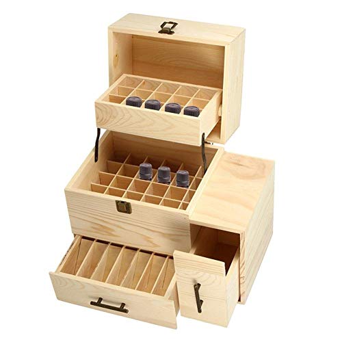 Cosmetic case High-Grade Essential Oil Wooden Case- Essential Oil Display Case Lattice Wooden Case Storage Makeup Case