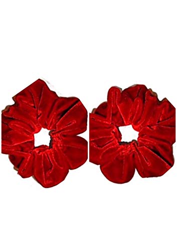 2 RED Soft Velvet hair bobbles hair Scrunchies Ponytail Holders