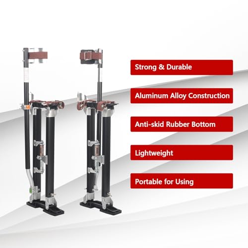 image for BIGREAT Black Drywall Stilts 24-40 Inch Height Adjustable Lifts Alumin