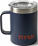 Arctic Zone Titan Deep Freeze 14 oz Stainless Steel Travel Mug with Tritan Lid and Vacuum Sealed Insulation for Hot/Cold Drinks, Navy