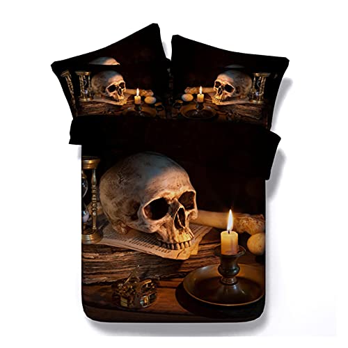 Parure de lit tête de mort en microfibre douce avec housse de couette rétro - 2