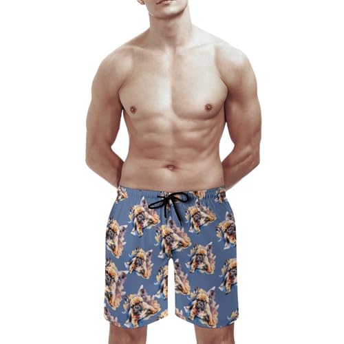 Watercolor French Bulldog Men's Swim Trunks Quick Dry Beach Board Shorts with Mesh Lining Swimwear Bathing Suits2