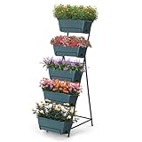 5 Tier Vertical Raised Garden Bed Planter Box, Vertical Raised Bed with Drainage Holes for Indoor Outdoor Herbs Flowers Vegetables Plants,Green