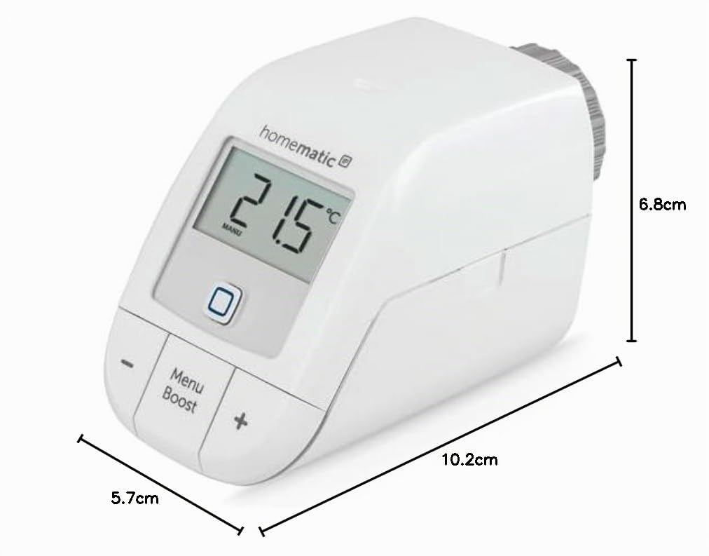 Homematic IP Smart Home 153412A3 -D Termostato Digital básico para radiador, Control Mediante aplicación, Ahorro de energía (Paquete de 5)