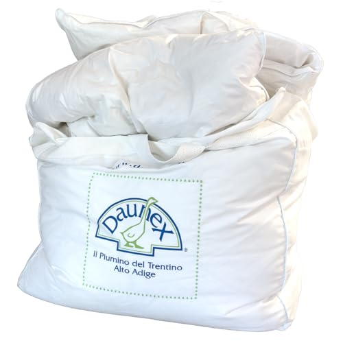 SofficePiuma - Daunex Piumino Letto 100% piumino d'oca vergine bianca Art ROMEO (155x220 singolo King Size, 4 punti Calore Warm)