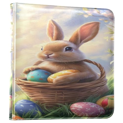Álbum de fotos adhesivo DIY con conejito de Pascua y huevos coloridos, encuadernador de 3 anillos, 40 páginas, 8x10 pulgadas para recuerdos