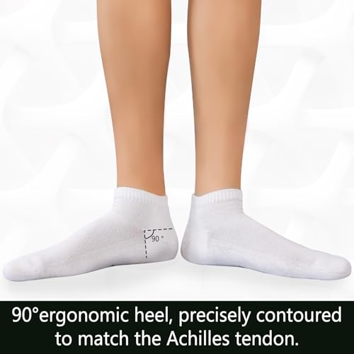 Image of +MD 6 Pairs Viscose Bamboo Ankle Socks for Mens /Womens, Liner Cushion Wicking Smell Control, Athletic Running Casual Low Cut Socks 6White14-16
