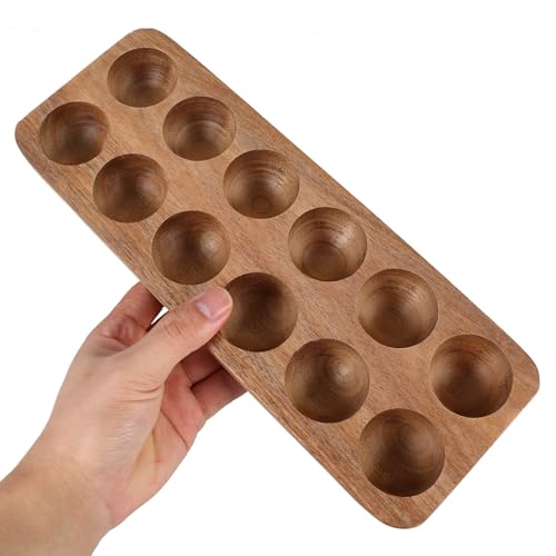 Bandeja para huevos de madera con 12 agujeros para eliminar el desorden en la encimera 5