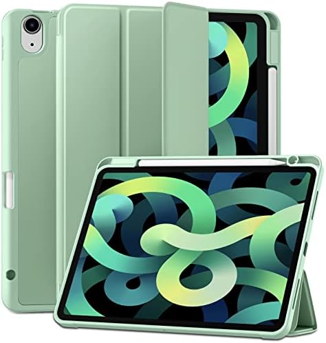 Maledan Case for iPad Air 5 2022 Case/iPad Air 4 2020 Case with Pencil Holder, Protective Case Cover with Soft TPU Back Fit for 10.9 Inch iPad Air 5th/4th Generation, Auto Sleep/Wake- Blue Gray