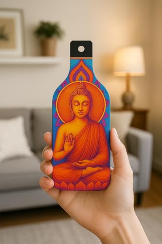 Image of GENXTRA MDF Buddha Wall Hanging Set - Bottle Shaped Wooden Plaques with Mandala Art & Vibrant Spiritual Design - Decorative Home Decor for Living Room, Bedroom, Meditation Space - Pack of 3 (BH3-02)