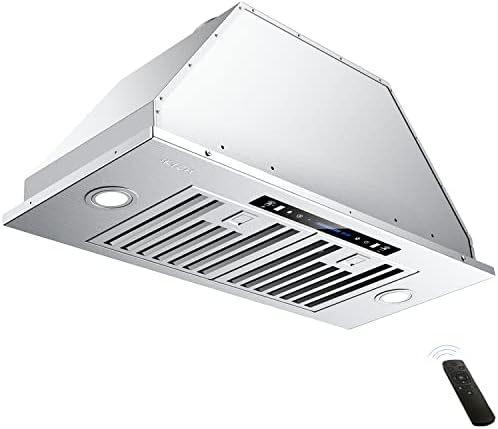 IKTCH 36 inch Built-in/Insert Range Hood 900 CFM, Ducted/Ductless Convertible Duct, Stainless Steel Kitchen Vent Hood with 4 Speed Gesture Sensing&Touch Control Panel(IKB01-36)