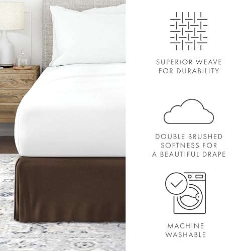 Linen-Market-Bed-Skirt-Ultra-Soft-Microfiber-Easy-Fit-with-14-Inch-Tailored-Drop-Hotel-Quality-Shrinkage-Fade-Resistant-Bed-Cover-King-Bed-Set-Bedroom-Decor-King-Chocolate Linen Market Bed Skirt Ultra Soft Microfiber Easy Fit with 14 Inch Tailored Drop Hotel Quality Shrinkage Fade Resistant Bed Cover King Bed Set Bedroom Decor King Chocolate