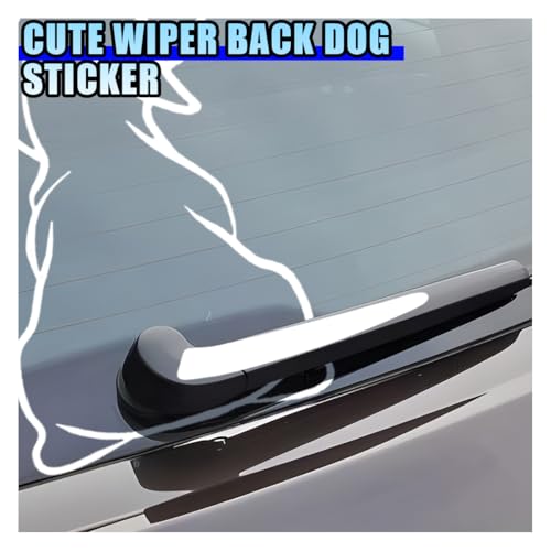 Image of Cute Dog Decal Car Rear Windshield Window Wiper Sticker, Funny Dog Moving Tail Decal Waterproof Vinyl Sticker, Lovely Animal Puppy Decoration Decals for Car Window, Laptop (Style A)