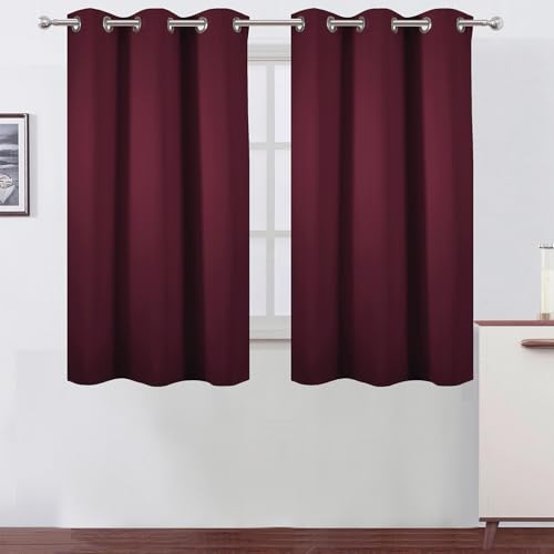 Image of LEMOMO Burgundy Red Blackout Curtains 42 x 54 Inch Length Set of 2 Panels Grommet Bedroom Curtains for Living Room