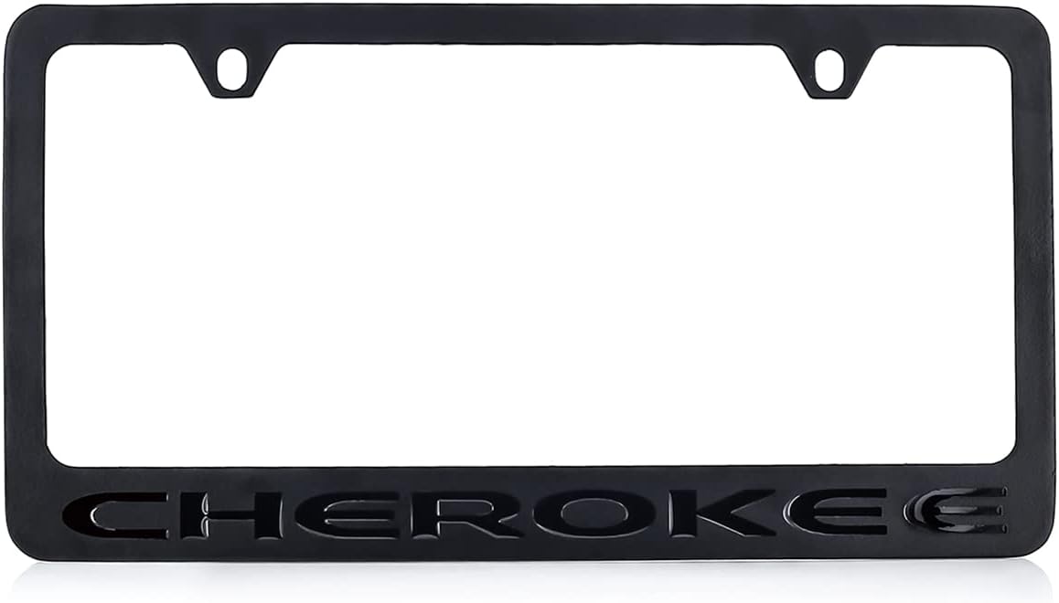 JEEP Cherokee License Plate Frame - Blacked Out Metal Engraved