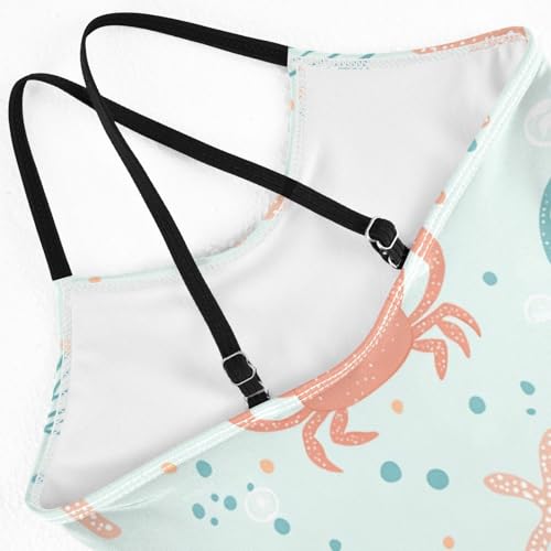 ZZKKO Cute Cartoon Crabs Starfish Girls Swimsuit One Piece Bathing Suit for Baby Girls' Swimwear 3-10T4