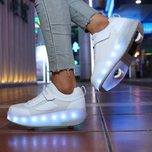 Yogeeft Kids Roller Shoes with Retractable Wheels, USB Rechargeable LED Light-Up Sneakers for Boys Girls Birthday Party Gift