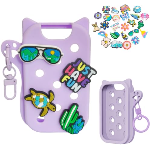 Hand Sanitizer Case with 25 Summer Style Charms for Touchland, Purple Case
