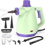 1050W Powerful Steam Cleaner with 9pcs Accessories & Safety Lock, Quick Heating Pressurized Handheld Steam Cleaner for Home, Multi-Surface Steamer Cleaner for Car, Window, Bathroom, Grout and More