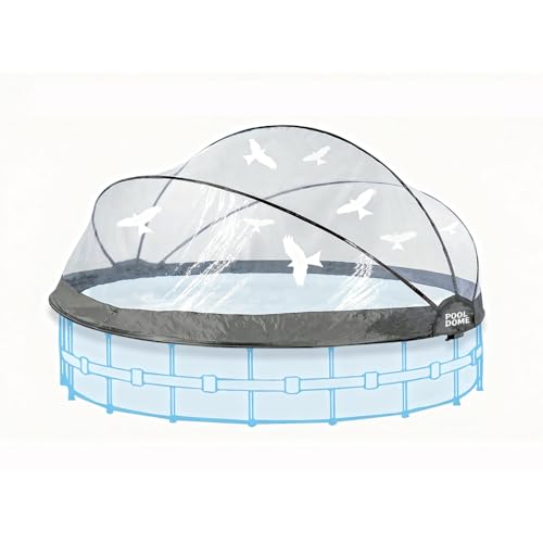 15ft Round All Weather Pool Dome Cover, Transparent PVC Enclosure for Inground & Above Ground Swimming Pools, Universal Fit w/Easy Installation & Closure