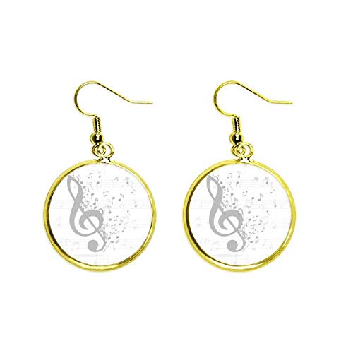 Pendientes de clave de sol dorados con acabado brillante para amantes de la música