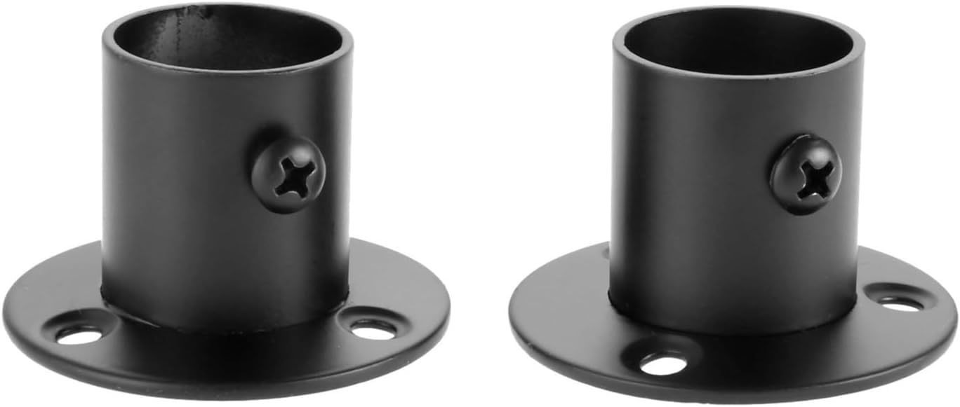 Ugzpwqlnx 22 Mm Stainless Steel Pole Socket Flange Rod, Stainless Steel Locking Closet Rod Flange Bracket 22Mm Black 2 Pack
