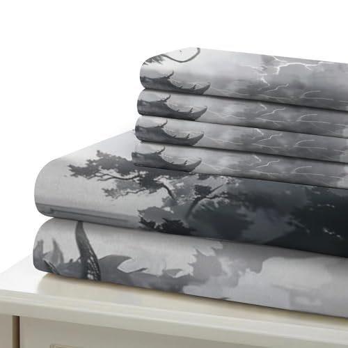 Housse de couette dragon microfibre résistante et parure ultra douce 140x200