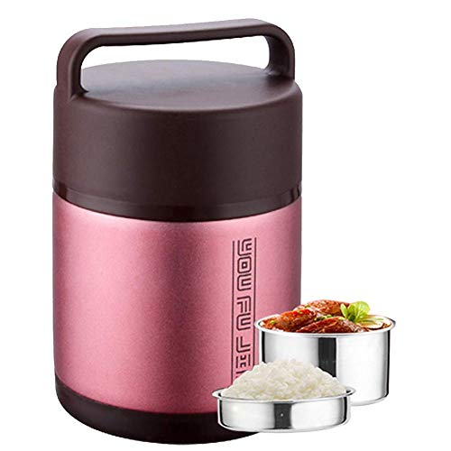 QYHSS Thermo Speisebehälter, Auslaufsicherer Thermobehälter, mit Geschirr, Aufbewahrungstasche und Schwammbürste, Für Essen Und Flüssigkeiten, Blau (1.6L/1.8L/2.0L) Cover