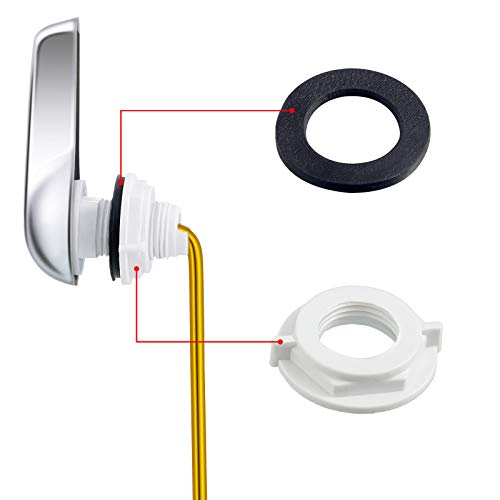 Minatee 2 Pieces Toilet Flush Handle Flush Replacement Lever Toilet Tank Flush Lever Handle with 2 Pieces Stainless Steel Flapper Chains for Most Front Mount Toilets - Thumbnail 4