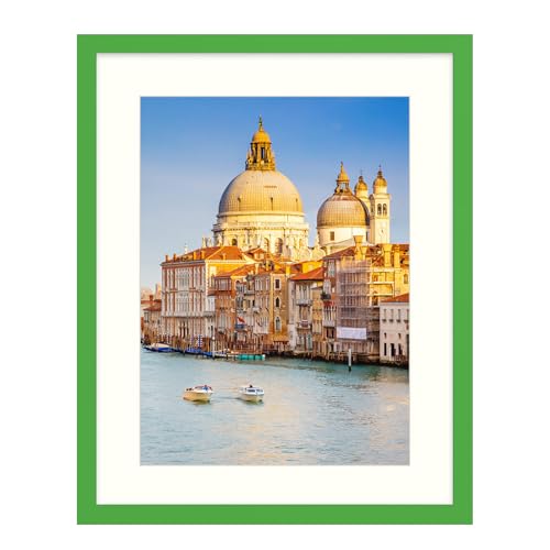 wyooxoo 20x24 Picture Frame Made of Solid Wood Green Photo Frames Display Pictures 16x20 with Mat or 20x24 Without Mat Colorful Frame For Horizontal Vertical Wall Mounting