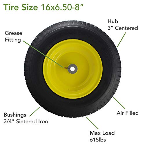 2 PACK MARASTAR 16x6.50-8 Front Tire Assembly Replacement for John Deere Riding Mowers