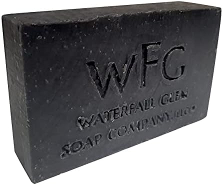 WFG WATERFALL GLEN SOAP COMPANY, LLC, Pitch Dark - not for wimps, activated charcoal soap, body soap, natural vegan soap, enriched with cocoa butter