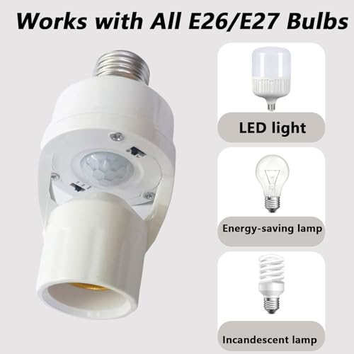 TAYCZGQL Light Socket Motion Sensor Light Switch Bulbs Socket - 2 Pack, E26/E27 Screw in Automatic Bulb Holder, Indoor Activated Lights for Garage, Basement, Storage Room by TAYCZGQL - Image 2
