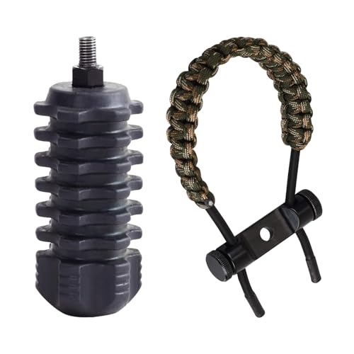SOPOGER Archery Bow Wrist Sling Camo Adjustable Hunting Wrist Strap Braided with Compound Bow Stabilizer Bow Riser Extension Dampener