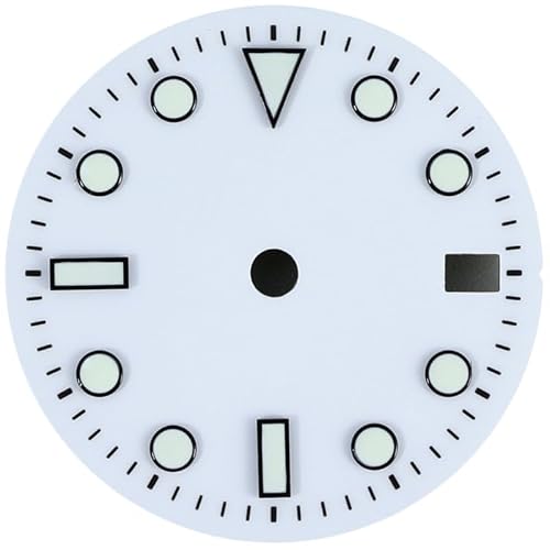 FEIYASHI 28.5mm Black Sunburst Brushed Dive Watch Dial Luminous Markers for NH35/NH36 Movement Watch Mod Replacement Component (White 2)
