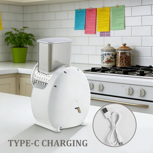 FTNESGYM Electric Cheese Grater, 3 in 1 Electric Cheese Grater Vegetable Slicer with 6 Interchangeable Blades, Salad Shooter Cheese Grater For Block Cheese, Fruit, Vegetables, Nuts (Green (Electric)) by FTNESGYM - Image 5