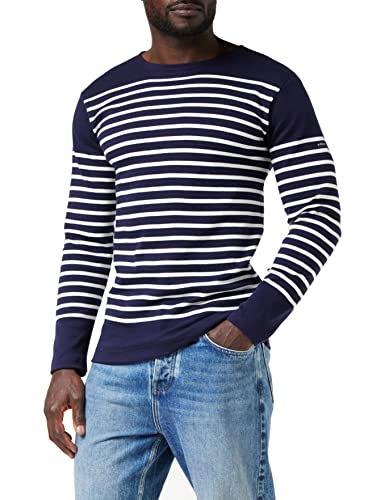 Armor Lux Herren Marine-Stil Amiral aus Dicker Baumwolle T-Shirt, Navi/Weiß, XL