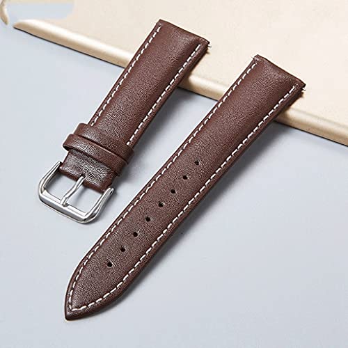 Genuine Leather Watch Band Brown Black 16-24Mm Watch Straps With Stainless Steel Buckle New Women Men Watchbands Bracelet (Color : Black, Size : 18Mm) #TOP1