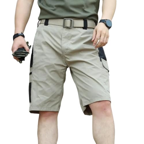Cargo Shorts for Men Stretch Waist Work Hiking Shorts Slim Fit Knee Length Waterproof Tactical Short with Multi Pockets Bermuda Water Proof Fishing Camping Short Outdoor Construction Combat Pants