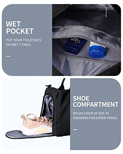 Gym Bag Womens Mens With Shoes Compartment And Wet Pocket,Travel Duffel Bag For Women For Plane,Sport Gym Tote Bags Swimming Yoga,Small Waterproof Weekend Overnight Bag Carry On Bag Hospital Holdalls #TOP4