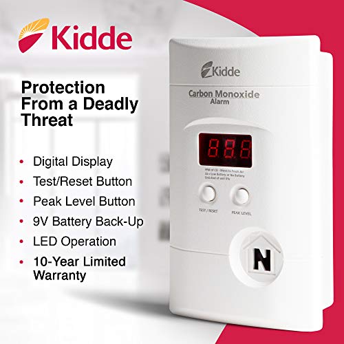 Kidde Nighthawk Plug-In AC/DC Carbon Monoxide Alarm Detector with Digital Display KN-COPP-3 , White - 900-0076-01
