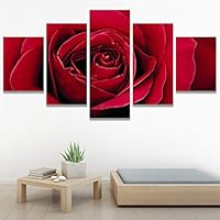 SIGNWIN 5 Panel Canvas Wall Art Botanical Chic Closeup Expressive Multicolor Photography for Home Decorations Ready to Hang - 60