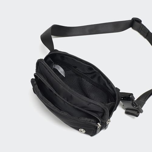 Image of Pander Nylon Crossbody Belt Bag with Excess Strap Keepers, 6-Pocket Adjustable Sling Fanny Pack for Travel and Everyday Carry, Black