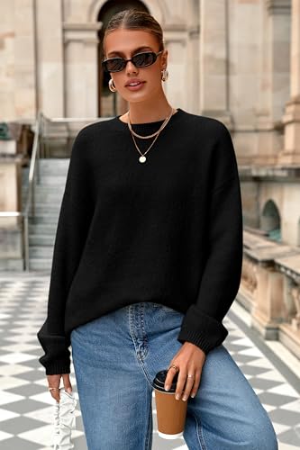 MASCOMODA Long Sleeve Crewneck Pullover Oversized Sweaters for Women Fall 2025 Casual Loose Fuzzy Chunky Knitted Jumper Tops4