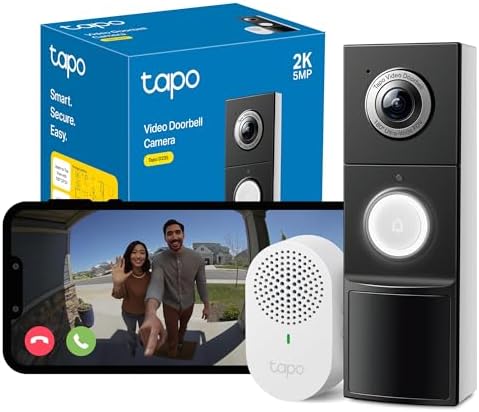 Tapo D235 2K 5MP Doorbell Wireless 180°DFOV Ultra-Wide Video Door...