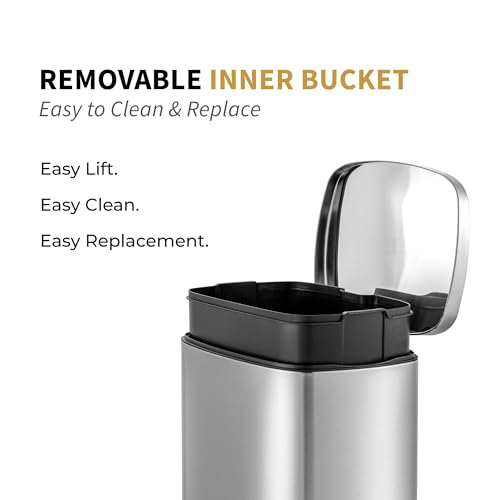 Caneca de Basura Cocina 50L Acero Inoxidable con Pedal miniatura 6