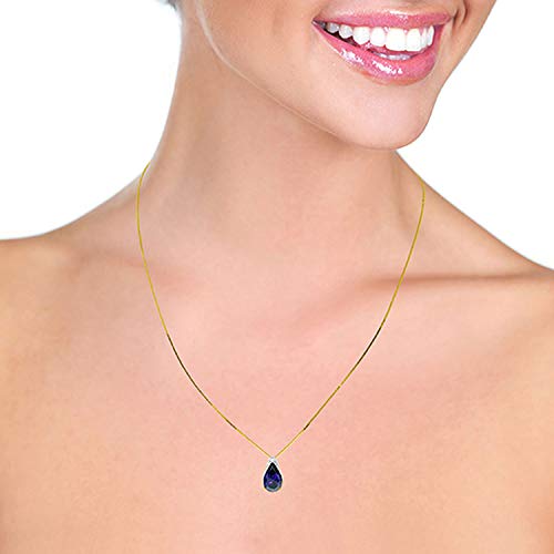 Galaxy Gold GG 14k Solid Yellow Gold Necklace with 4.65 Carat Natural Sapphire Pendant2